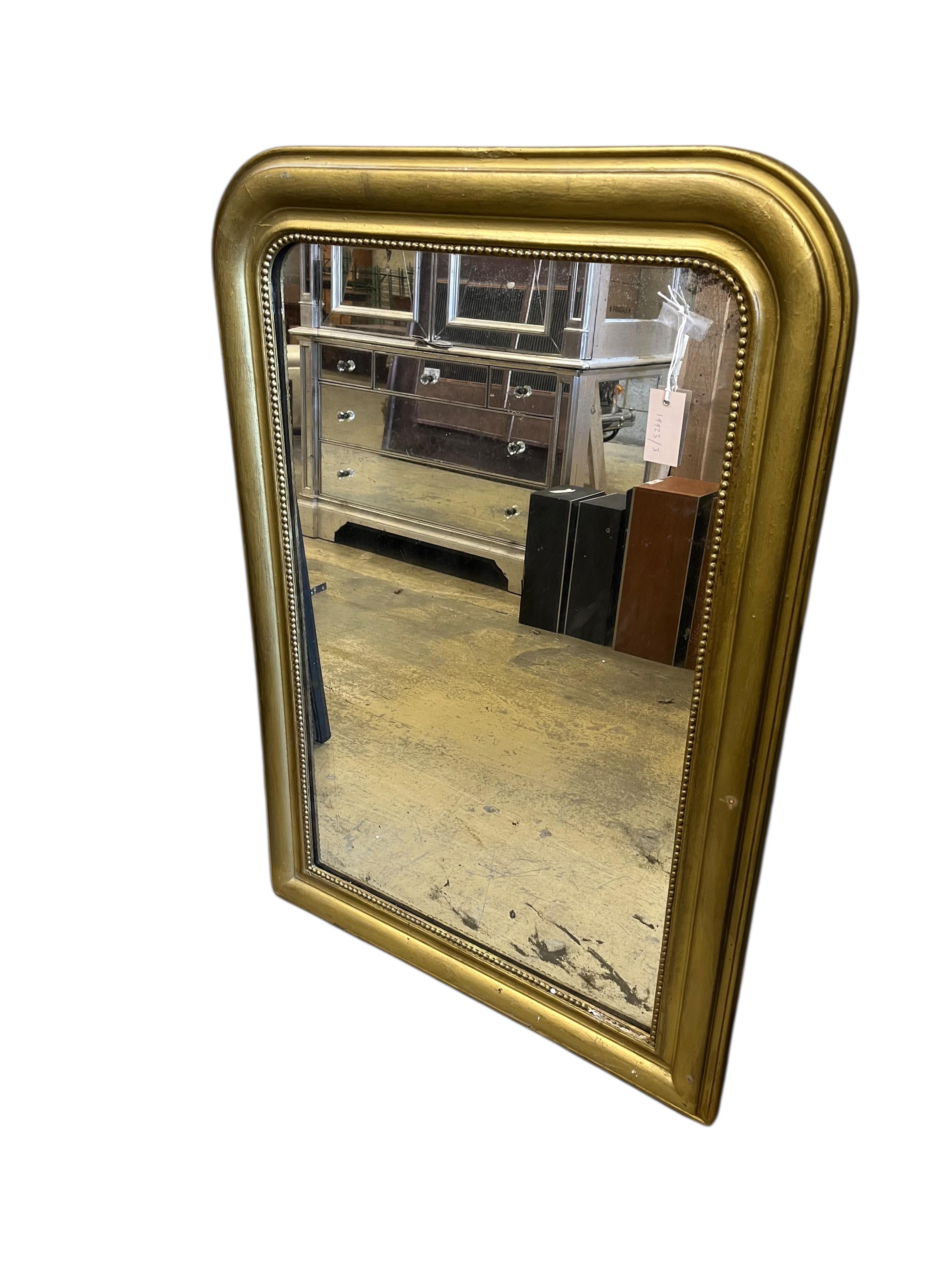 A 19th century French giltwood overmantel mirror, width 76cm, height 110cm (re-painted)